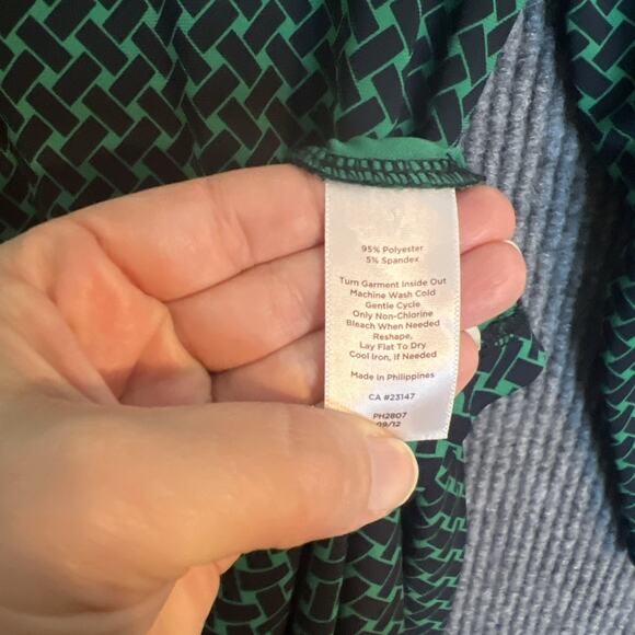 Talbots Womens Printed Shift Dress Size Medium Blue Green Classic Office Career - Picture 6 of 9